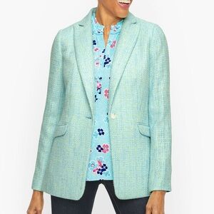 Talbots Sky Blue Bouclé Blazer – Classic Tweed Workwear Chic